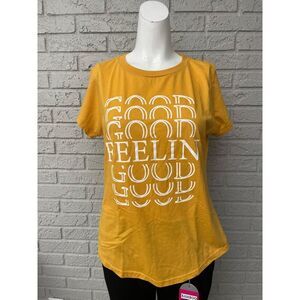 Ana Cabana Women Yellow Graphic Short Sleeve T-Shirt Size M